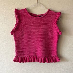 Marc New York Knit Ruffle Pink Sweater Tank Top